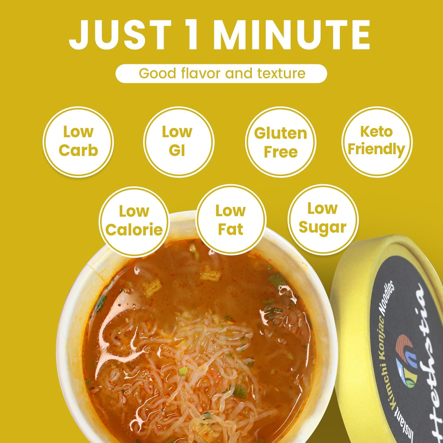 Hethstia Konjac Noodles Kimchi Flavor & Protein Ramen Pork Tonkotsu, Instant Shirataki Noodles & Plant-Based High-Protein Meal Kit