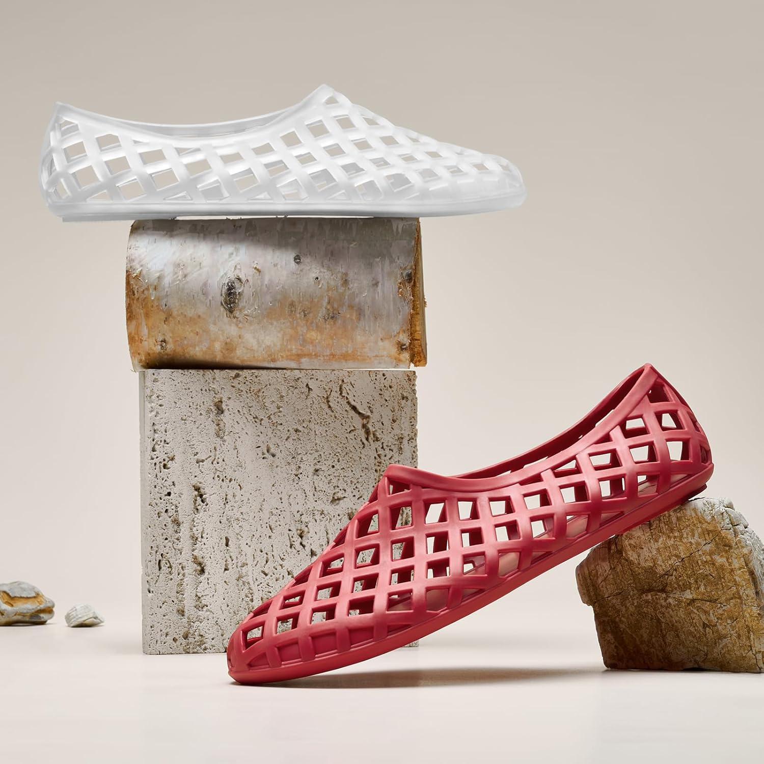 HEVA Women's Jelly Mesh Flats Breathable Clear Hollow Shoes Summer Beach Jellies Ballet Sandals - Image 2