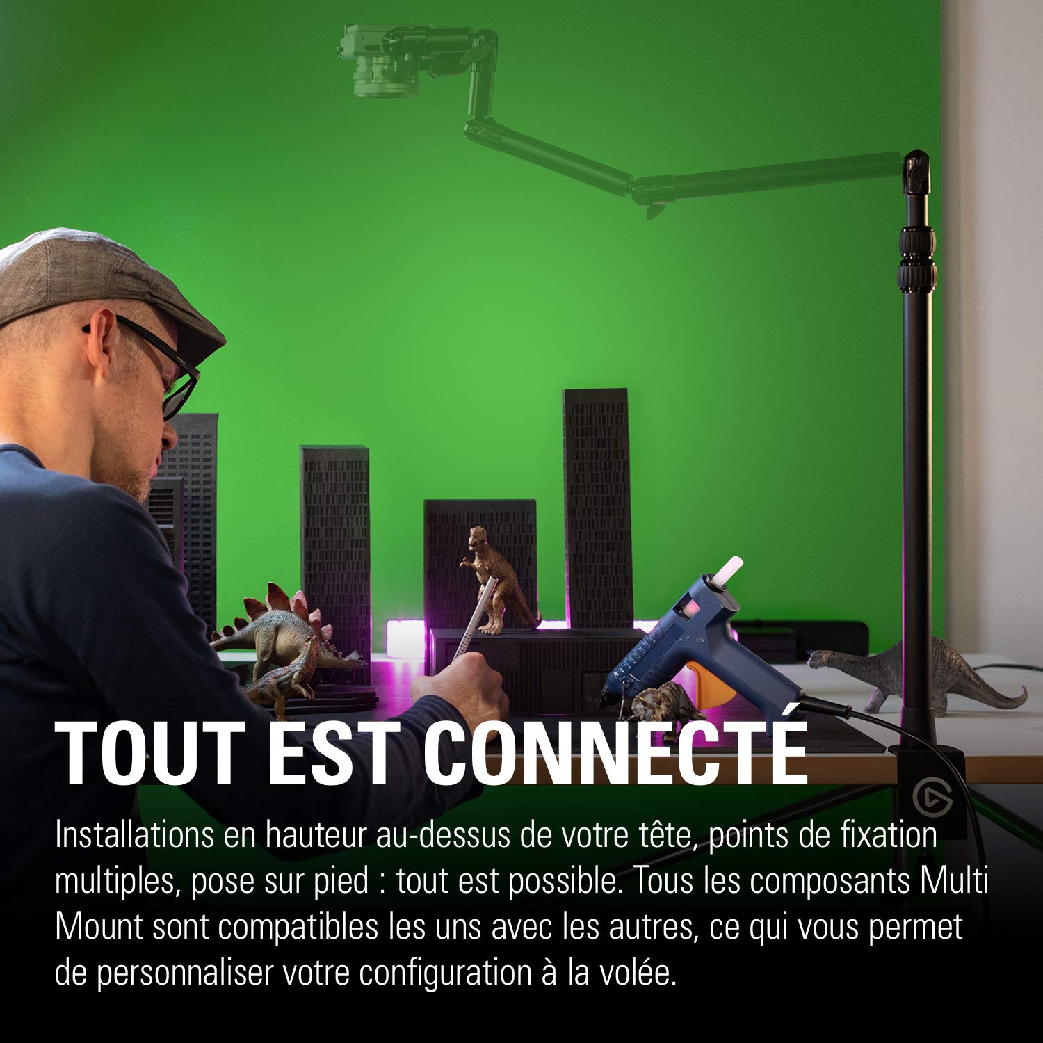 Elgato Master Mount L, pince pour bureau haut de gamme avec perche télescopique jusqu’à 125 cm et filetage 1/4" pour fixer des lumières, caméras et micros, idéale pour streaming, visio et studios