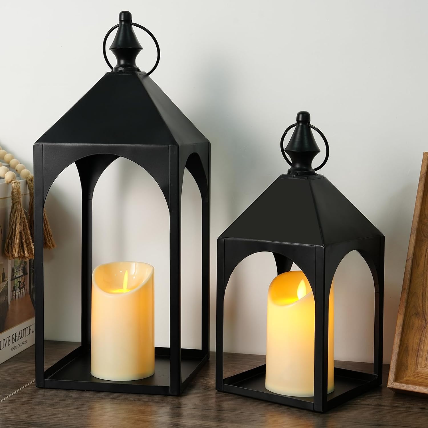 Black Metal Candle Lanterns, 2Pcs Lanterns Decorative — free download