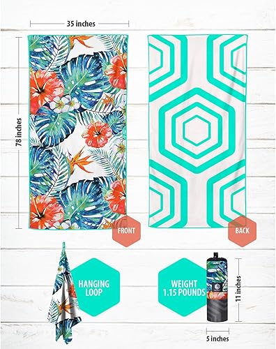 Vista 45 de VENTURE 4TH Toalla de playa de microfibra: secado rápido, compacta, sin arena, absorbente, a prueba de arena y ligera, perfecta para camping, playa