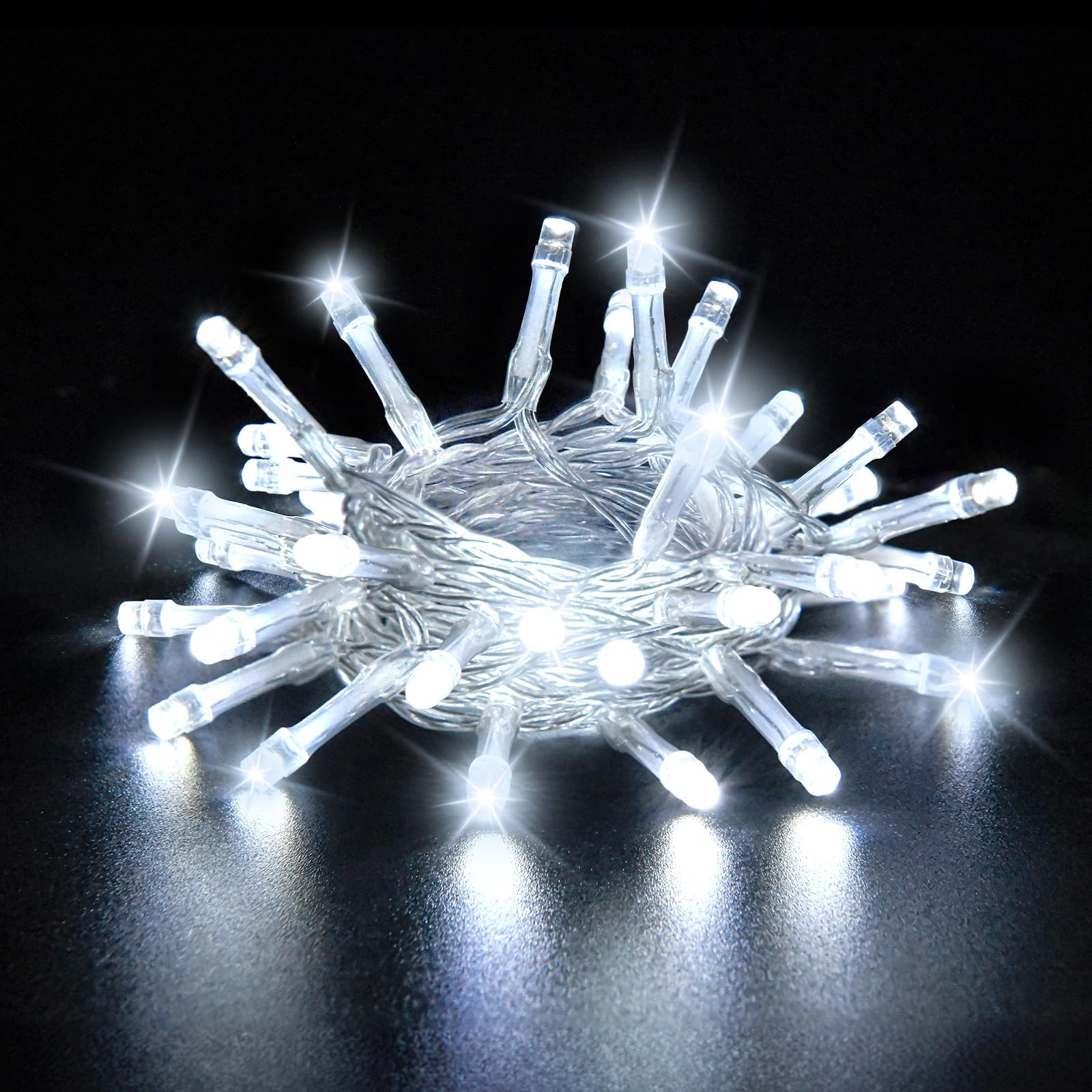 Dalugo White Battery Lights, 3M 30 LED Cool White Battery Powered Fairy Lights with Timer for Indoor & Outdoor Christmas Decorations