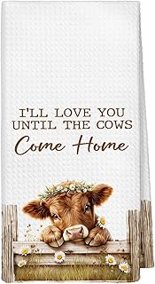 Vintage Western Highland Cow Kitchen Towels, Farmhouse Highland Cow Hand Dish Towels Decor, Rustic Cottagecore Country Farm Animals Tea Towel for Kitchen Decorative, 16x24 Inch