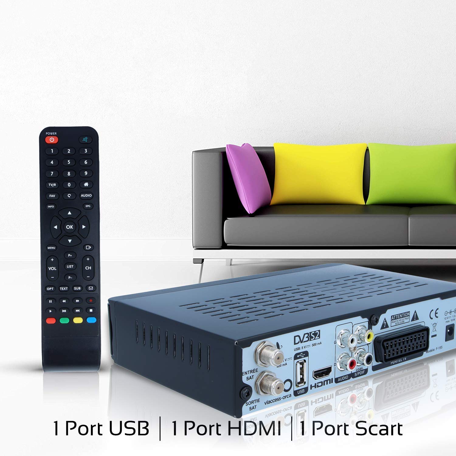 Fransat Satellite Récepteur TNT Decodeur - Sans Carte / USB / HDMI / MPEG4 / Full HD / 1080P