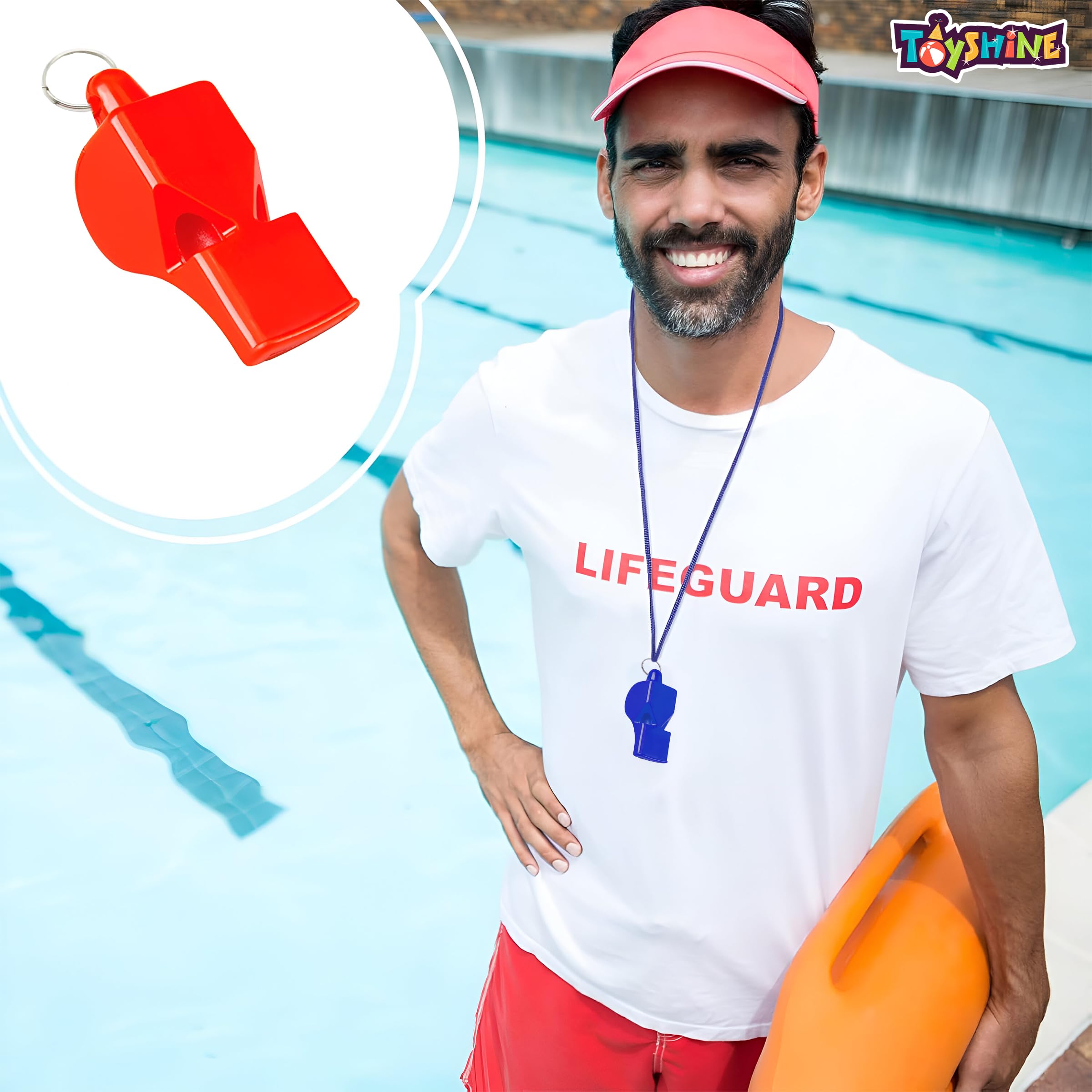Toyshine 1Pc Sports Coach Whistle with Lanyard Loud Crisp Noise Making Whistle for Kids Sports Games Lifeguard Survival Emergency &Training, Multi 2