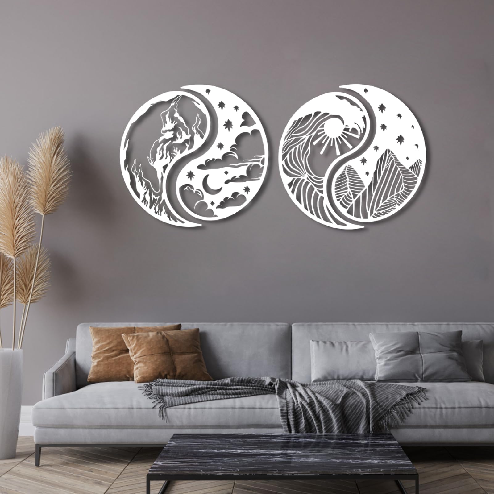 Amazon.com: Metal Wall Art, Metal Yin Yang Decor, 4 Piece