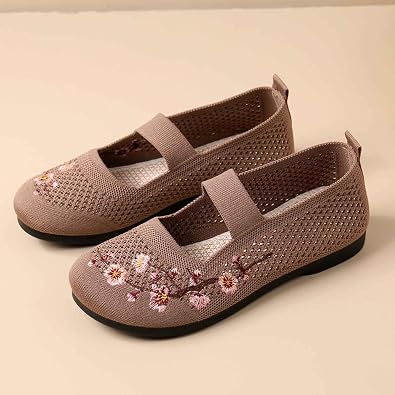 Women's Casual Shoes Embroidered Breathable Flat Comfortable Everyday Wear Versatile Design for Jeans and Relaxed Attire All Seasons