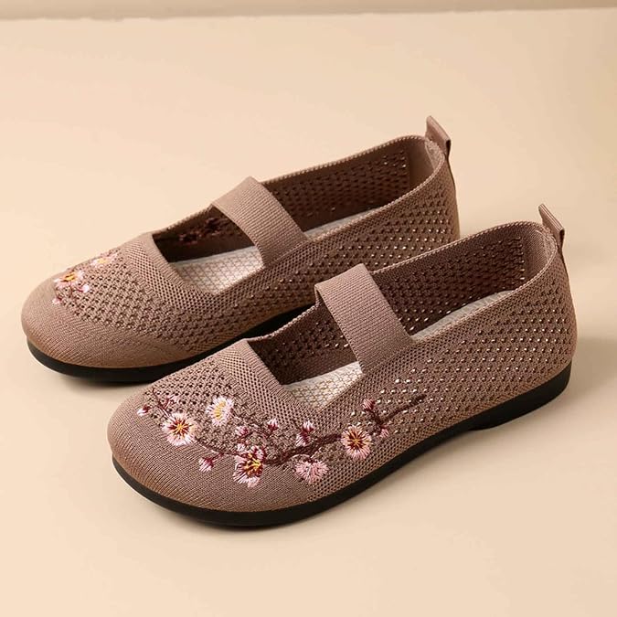 Women's Casual Shoes Embroidered Breathable Flat Comfortable Everyday Wear Versatile Design for Jeans and Relaxed Attire All Seasons