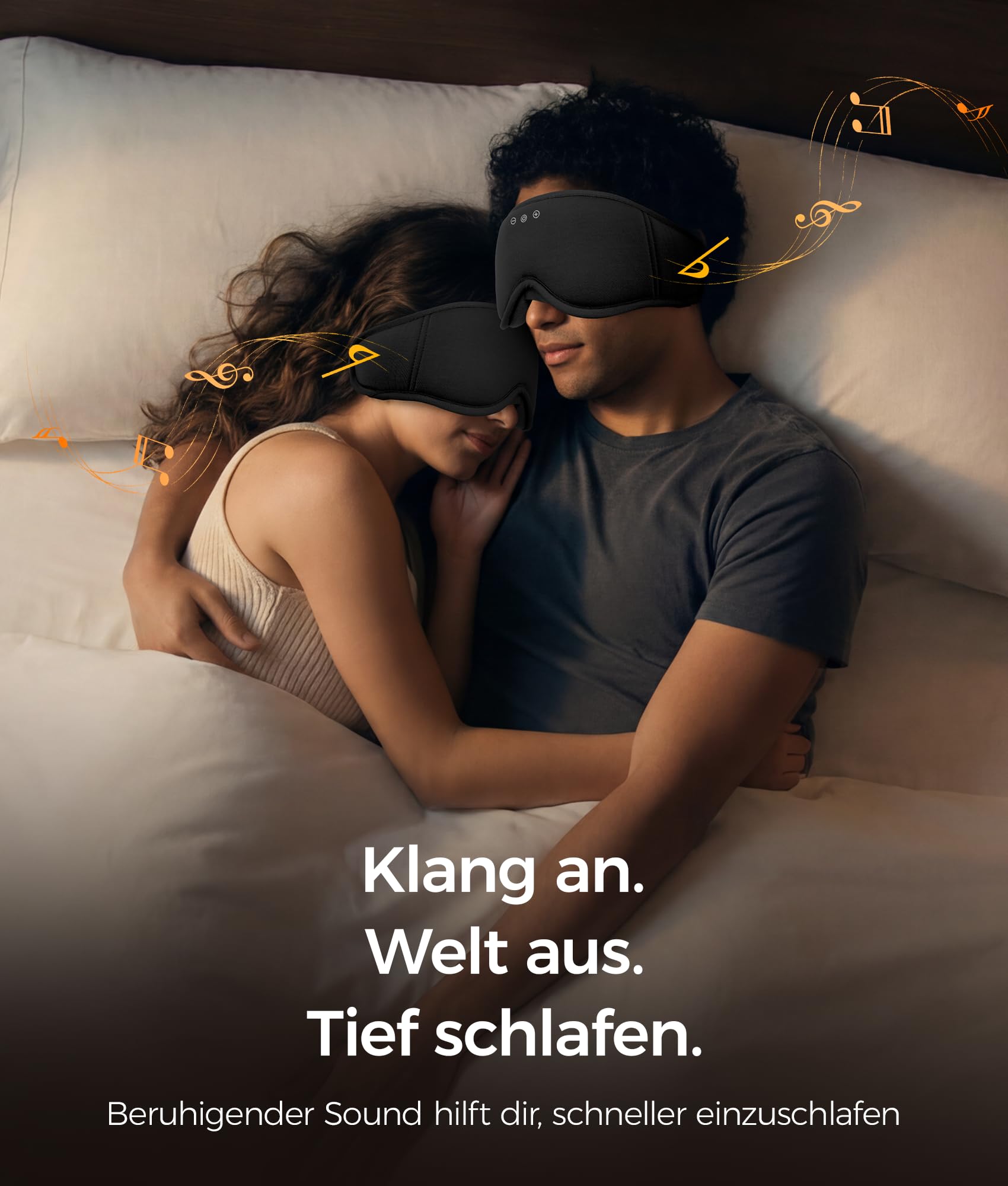 LOVE EYE Antifaz Bluetooth para dormir de lado, auriculares ultraplanos | Algodón de bambú de alta calidad, huecos profundos para los ojos 3D, sonido de alta calidad, lavable, transpirable