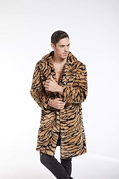 Amazon | [D.IIZOO] ヒョウ柄 ファーコート ロング コート メンズ 厚手