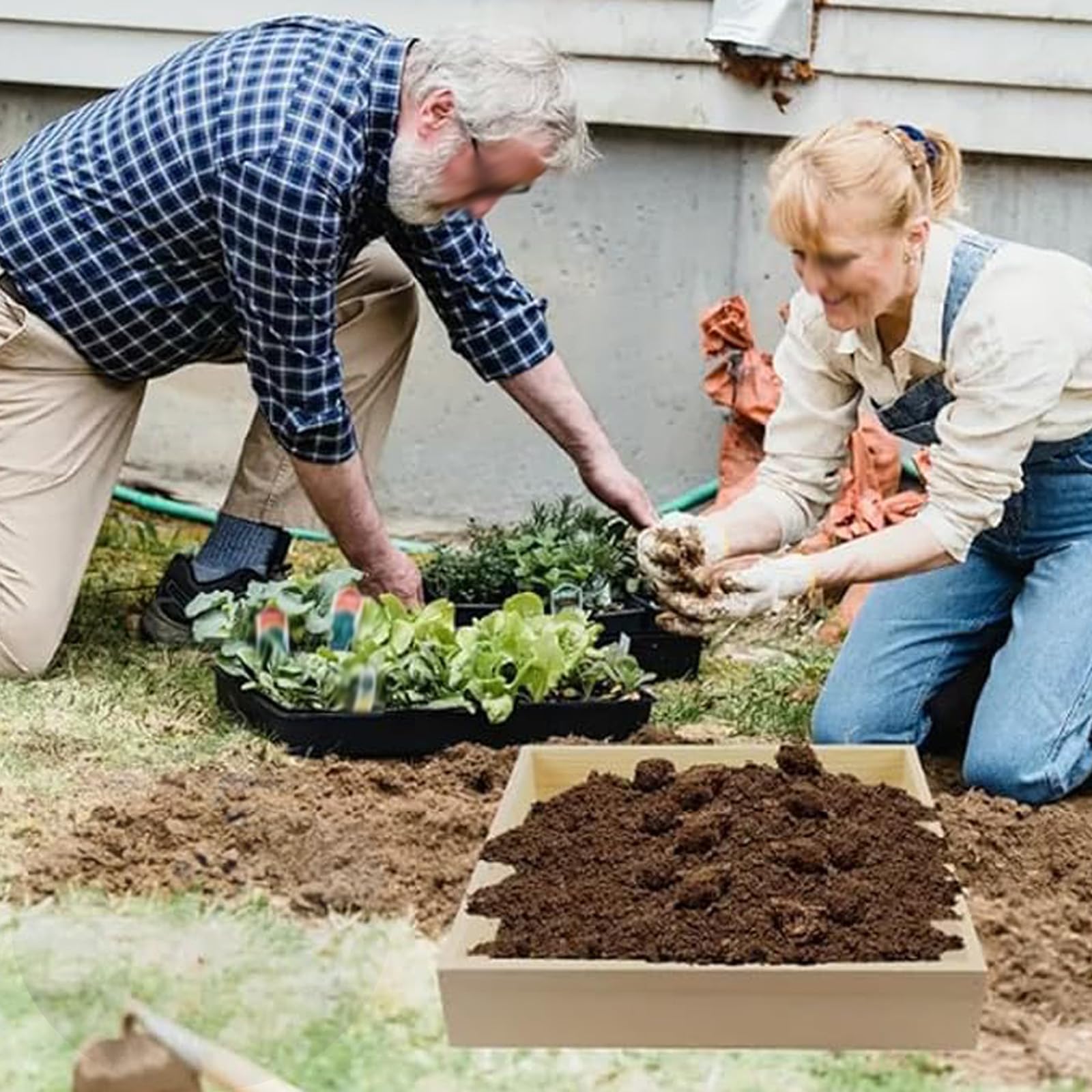 Generic Setaccio per Terreno in Legno da Giardino, 30*40cm, Antiruggine, Perfetto per Compost, Terriccio e Terra, Resistente e Facile da Usare