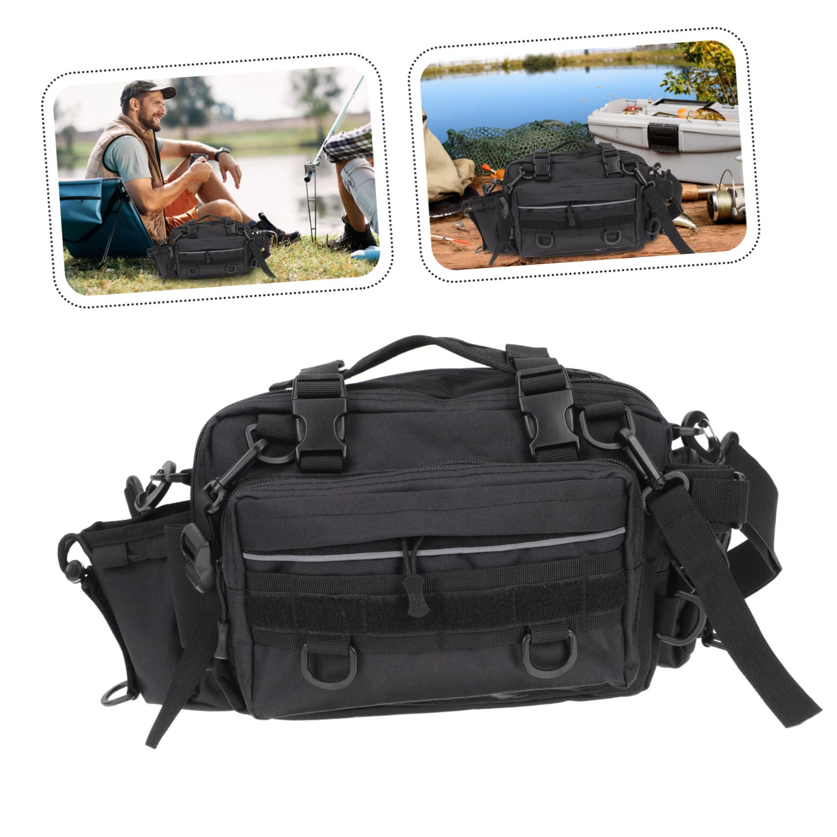 Anneome Borsa per Canne da Pesca Oxford, Grande capacità, Resistente all’Usura, Portabile a Mano, a Spalla a Tracolla per Campeggio e Pesca | Grande Capacità Multifunzione, Resistente'abrasione E'acqua, Stile Chic Look Curato