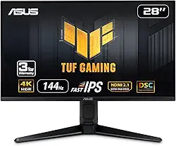 ASUS Monitor de jogos TUF Gaming 71.1 cm 4K 144HZ DSC HDMI 2.1 (VG28UQL1A) - UHD (3840 x 2160), IPS rápido, 1ms, sincronização de desfoque de movimento extremamente baixo, compatível com G-SYNC,