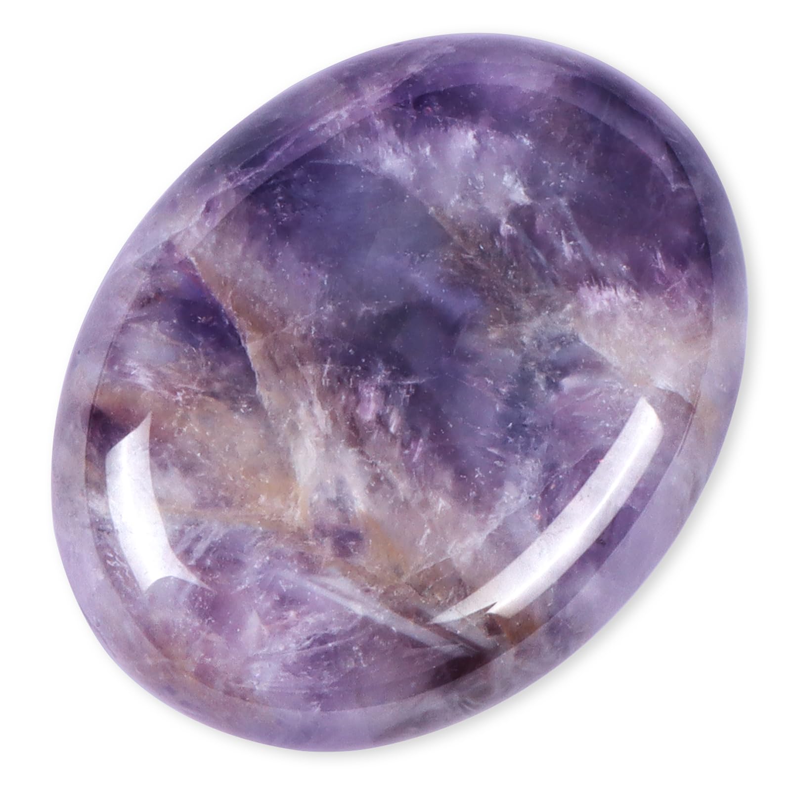 Amethyst Palm Stone, LEADGEM 1.8" Oval Thumb Pocket Stone, Polished Chakra Healing Crystals Energy for Anxiety Stress Relief Therapy, Meditation