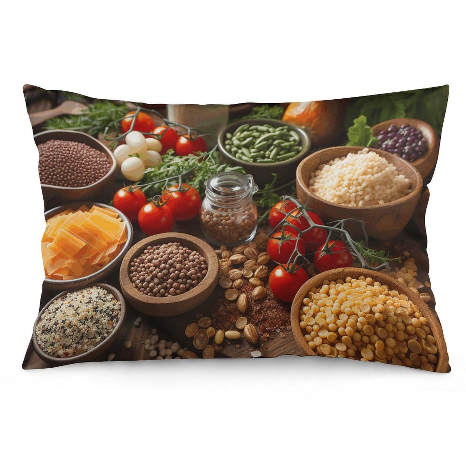 2 Pack Pillow Cases for Hair and Skin, Soft Breathable Pillow Case Covers with Hidden Zipper, Farmhouse Food Pictures Pillowcase 16 "x24 Pillow Covers for Sleeping Gift