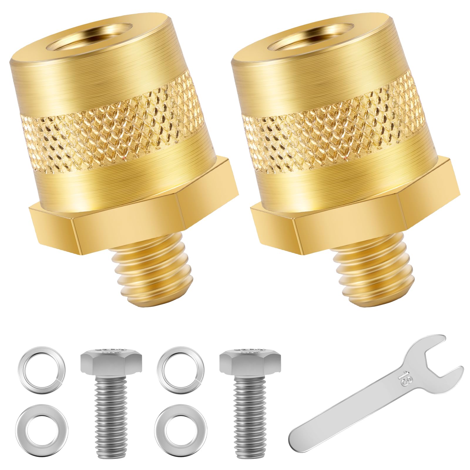 1Pair Brass Battery Pole Adapter M8 Battery Terminal Connectors with Wrench