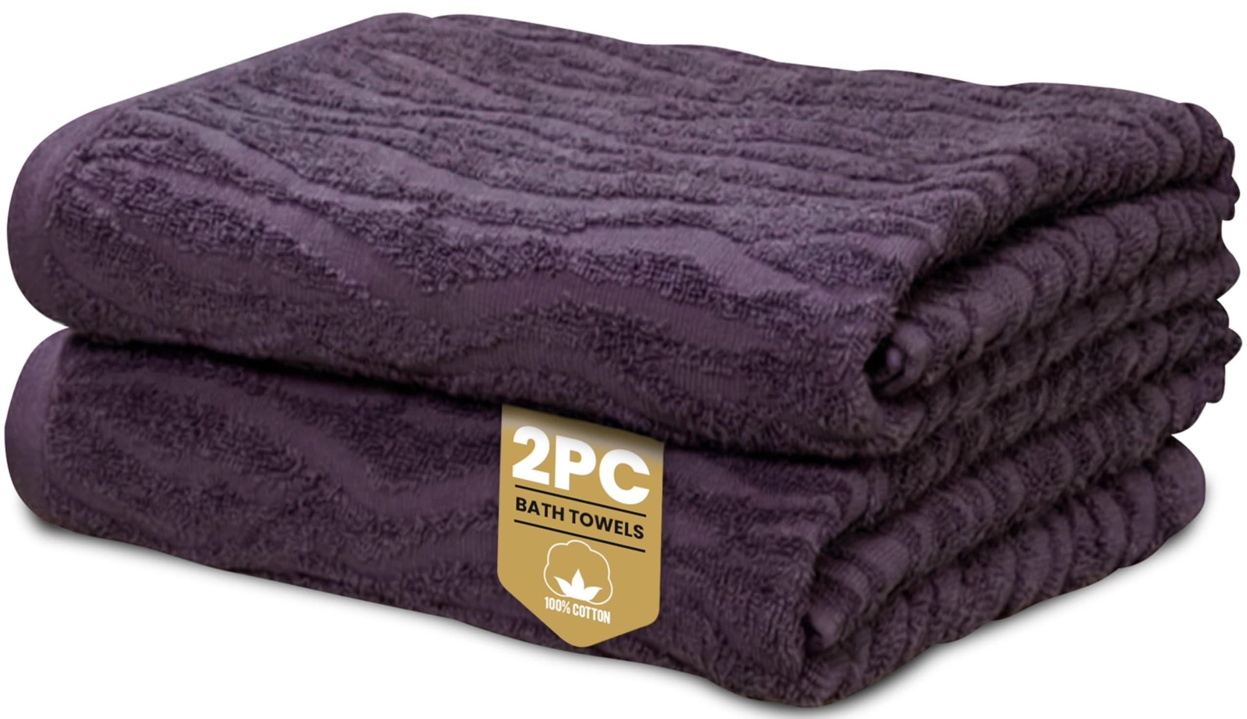 Rapport Home Safari Bath Towels 2-Pack | Damson | 70x120cm | 100% Cotton 500gsm | Oeko-Tex Made in Green & BCI Certified