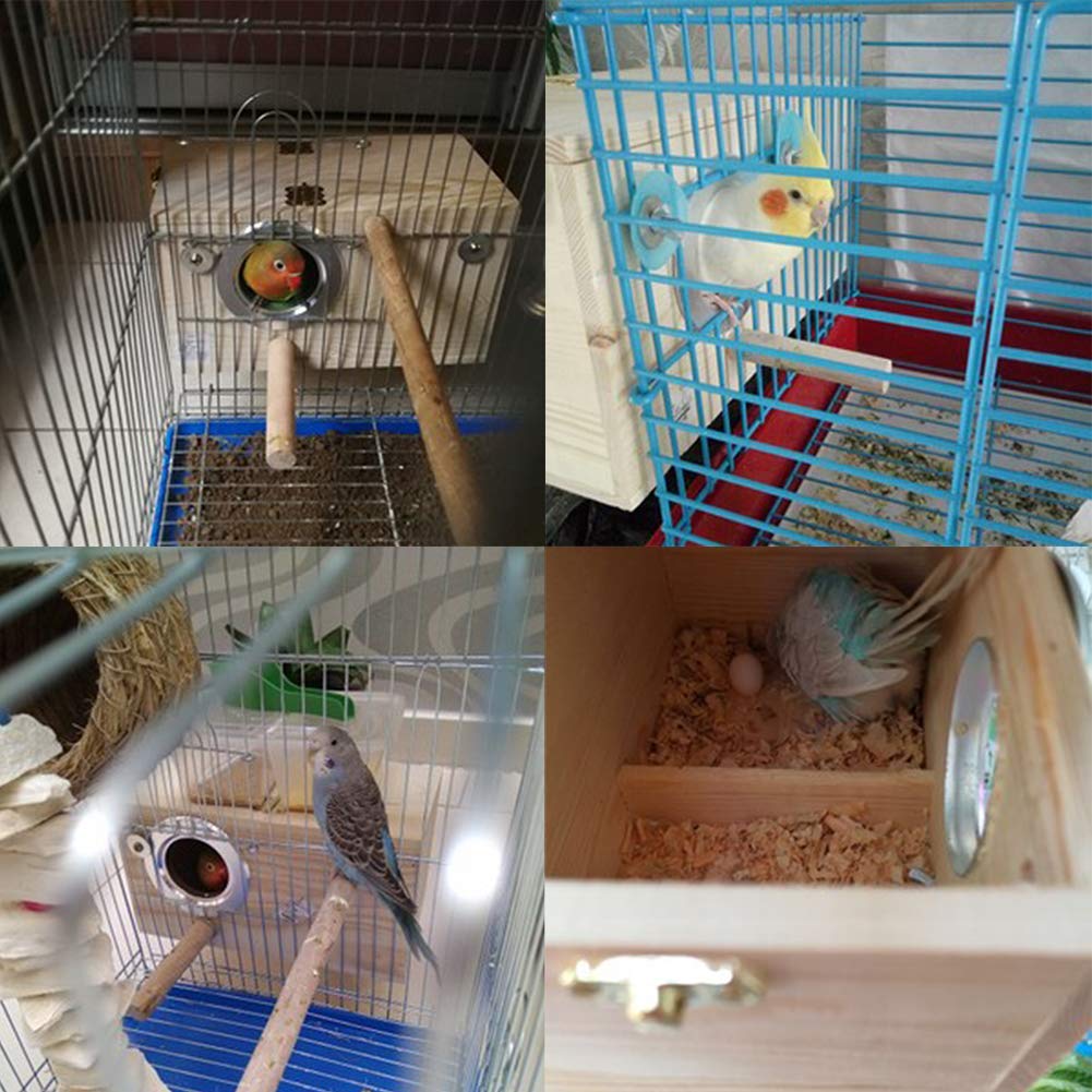 YJJKJ - Caja de nido de perrinito de madera de pino para pájaros, cacatúas, loros (M)