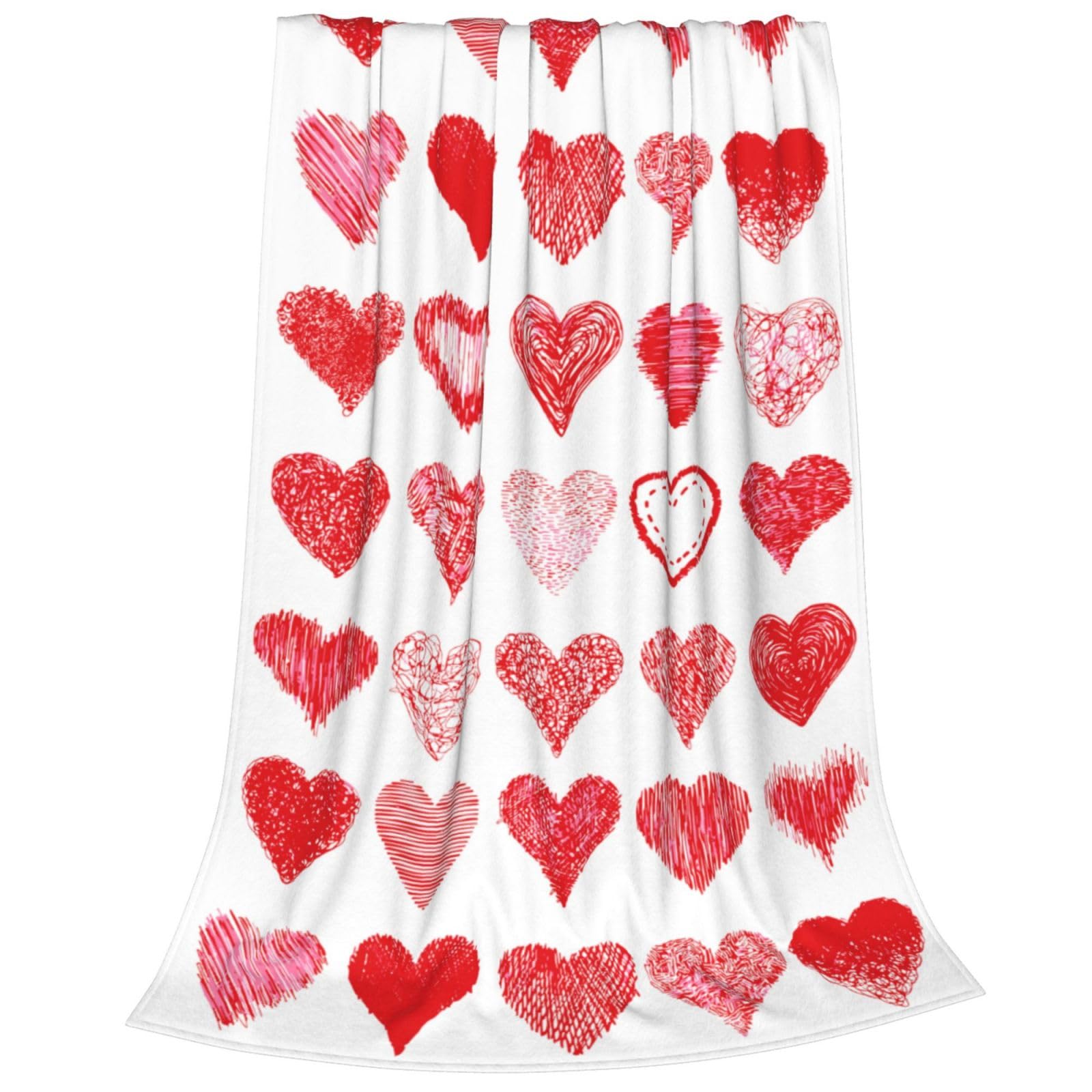 Valentine's Day Love Hearts Throw Blanket, Soft Lightweight Flannel Blanket, Wedding Anniversary Birthday Gifts for Girlfriend Wife, Anti-Pilling Blankets for Bed Sofa Couch Chair, 200X150 cm