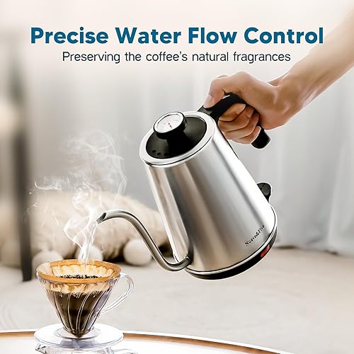 Miniatura 2 de Nueve&Five Hervidor eléctrico de cuello de cisne con termómetro, hervidor de té eléctrico de 1 litro con apagado automático, hervidor de agua