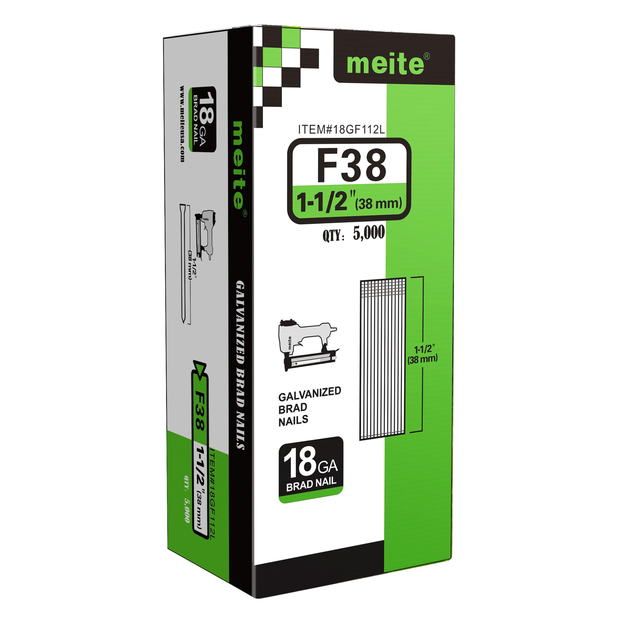 Buy meite18 Gauge Brad Nails for Nail , Type 18G/38 mm Length Galvanised Brad Nails for Wood Box