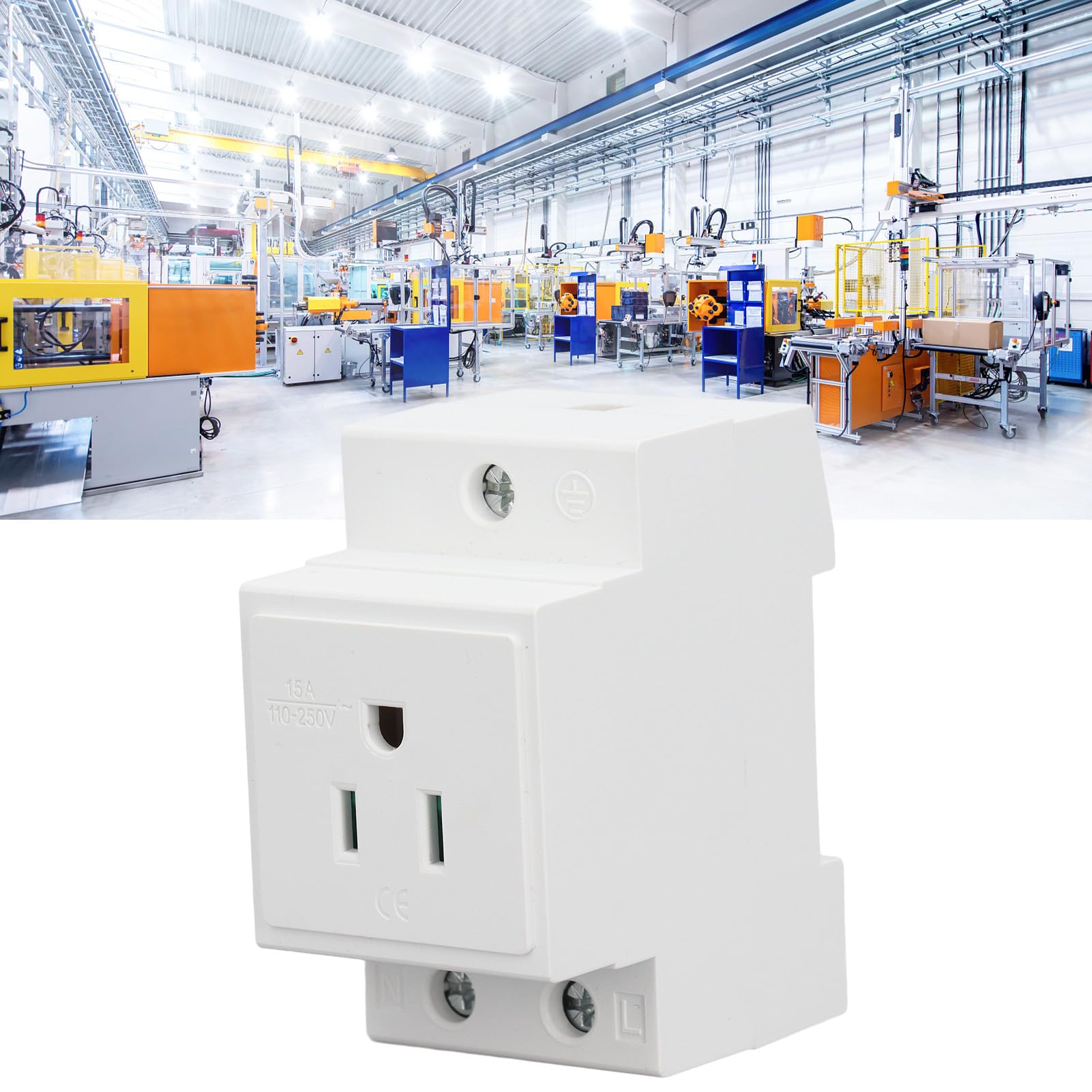 DIN Rail Socket Modular Power Socket DIN Rail Mount Modular Power Socket Single AC Outlet Built Protective Contact Earthing Contact Distribution Panel for Distribution Panel (US