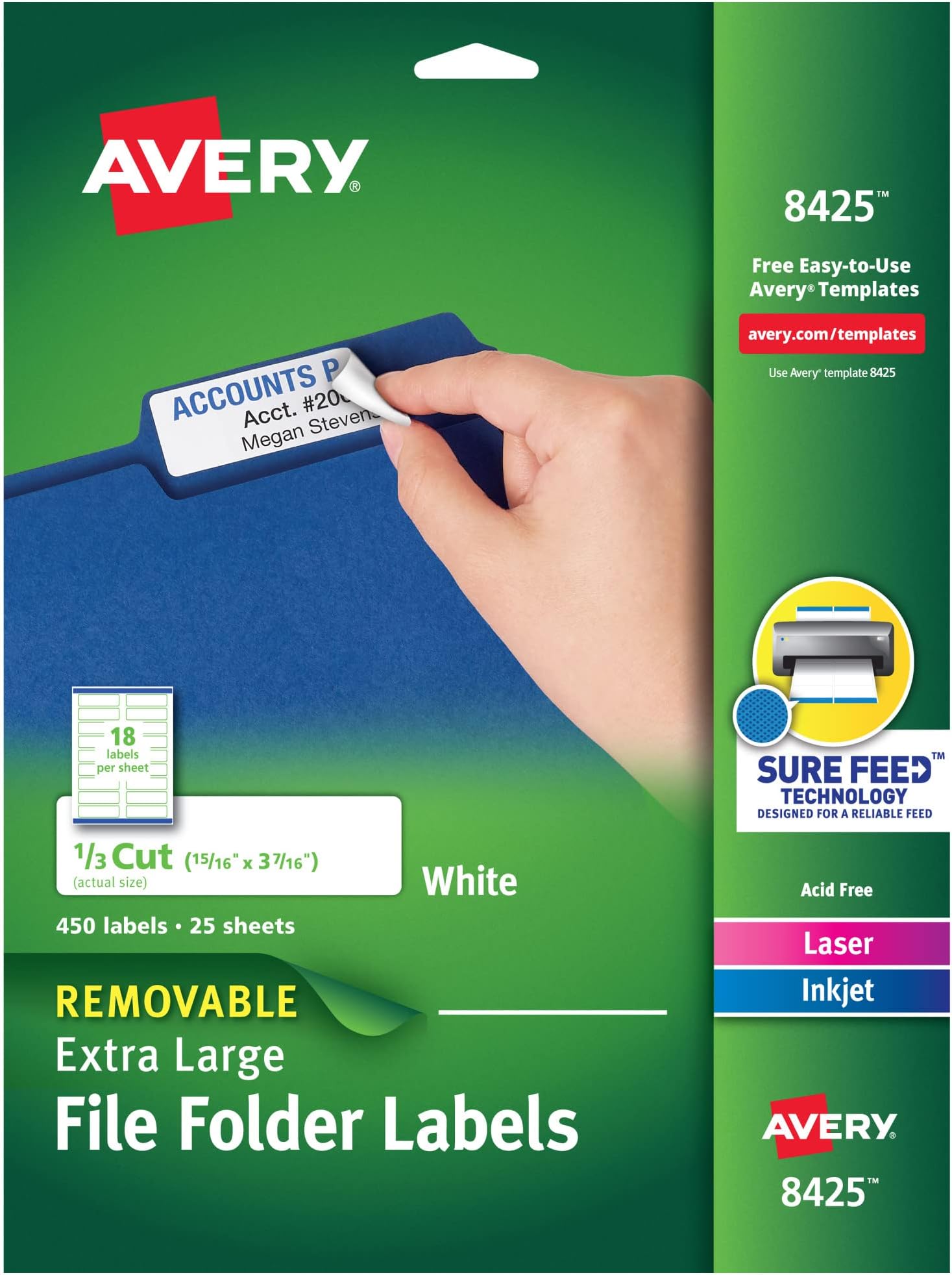 Avery Extra Large File Folder Labels, Removable Adhesive