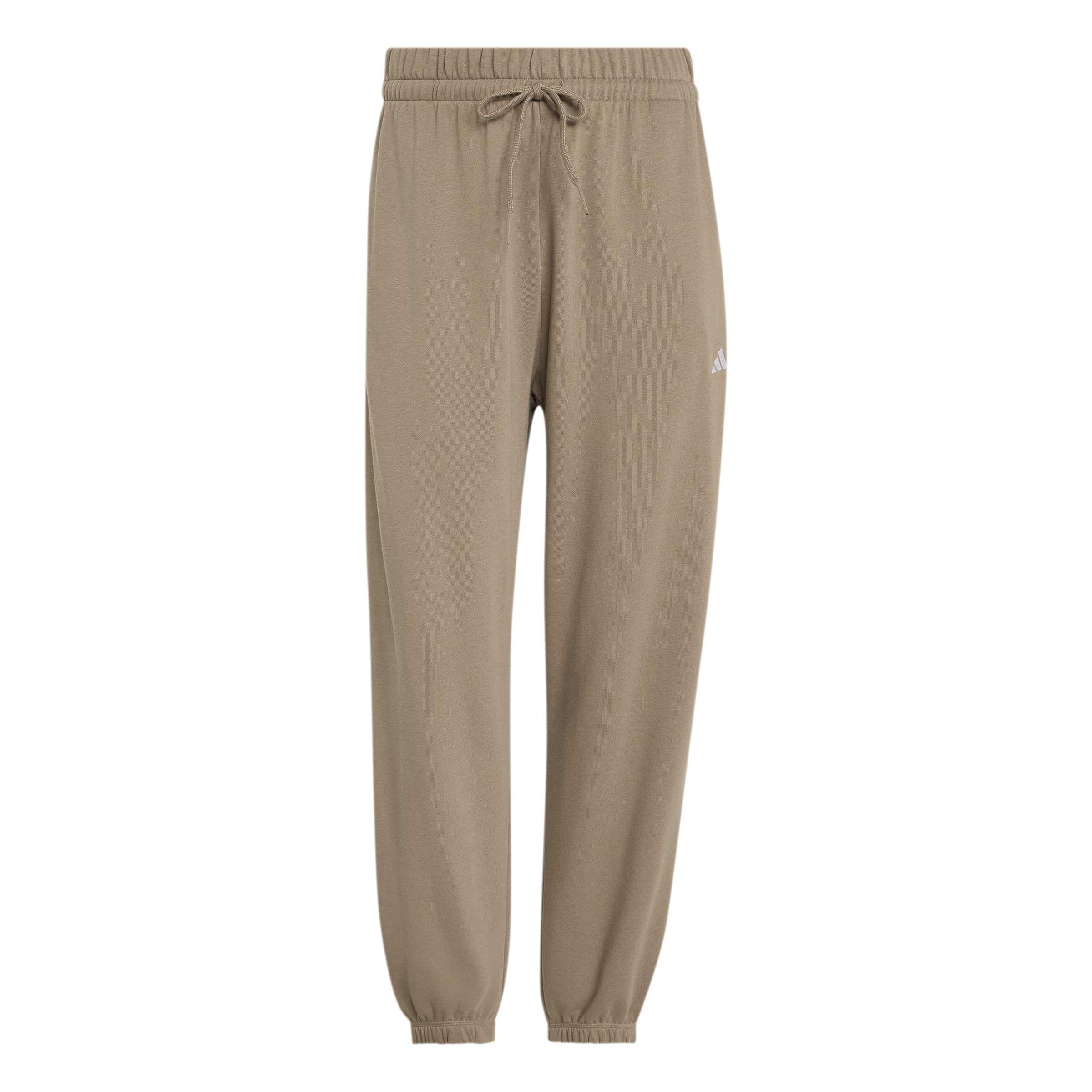 adidas Kobiety Essentials Small Logo French Terry Cuffed Pants, Khaki Six/white, L