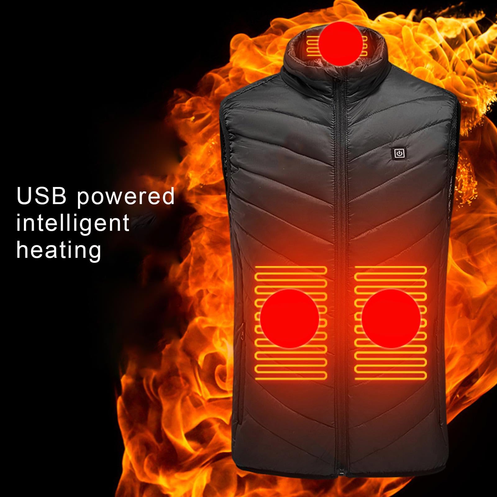 Gilet Riscaldato Uomo e Donna Giacca con 9 Zone di Riscaldamento Ricarica USB Giubbotto Riscaldata Elettrico Gilet Termico Riscaldabile Giubbino Invernale Caldo Piumino per Campeggio