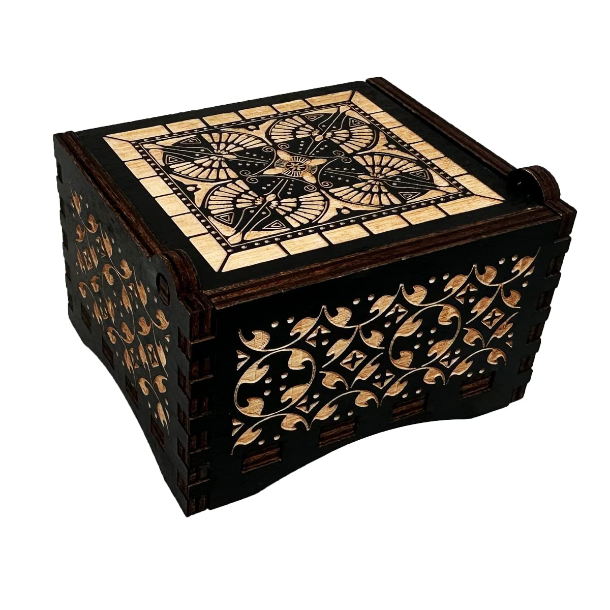Carillon In Legno A Manovella Con Incisione – 18 Note, Melodia "Can't Help Falling In Love" – Regalo Romantico Vintage