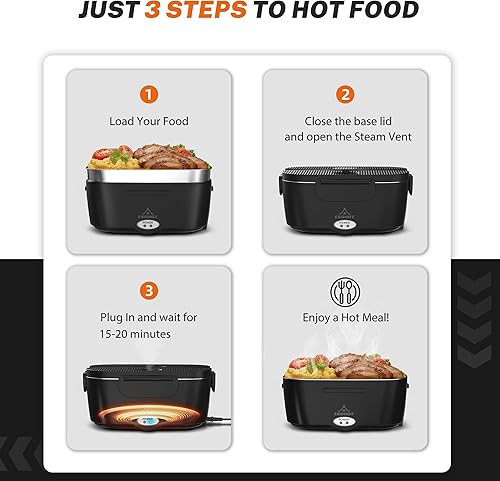 Miniatura 7 de Lonchera térmica eléctrica de 120 W para adultos con contenedor de acero inoxidable 304 de 1.5 L, 12 V24 V110 V lonchera Eléctrica portátil para