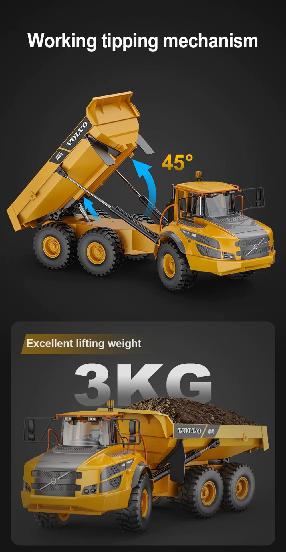 MODELTRONIC Double Eagle E591 RC Truck with Dump Truck Genuine