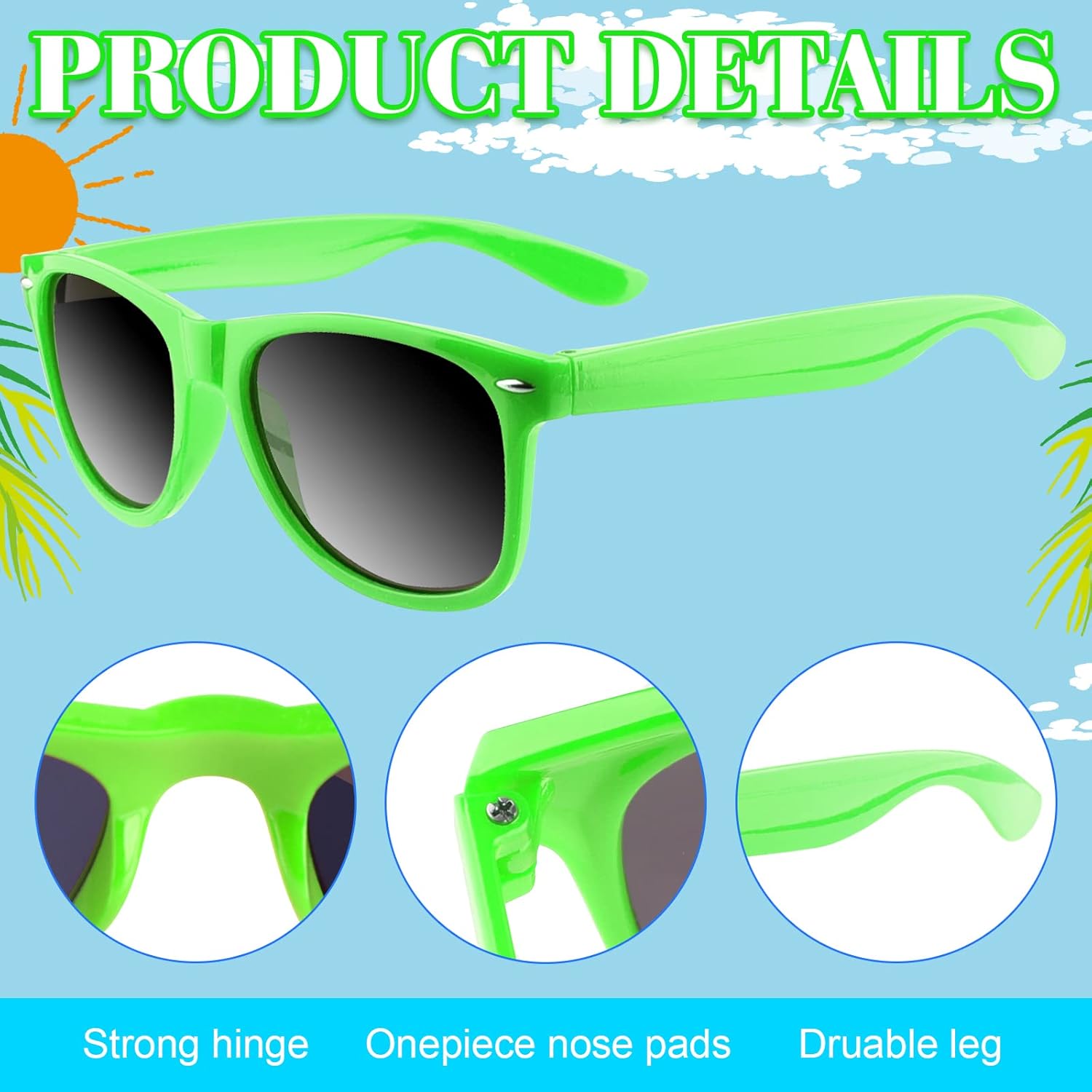 Morcheiong 12 Pack Party Sunglasses in Bulk for Birthday Summer Party Goody Bag Fillers Favors - Image 5