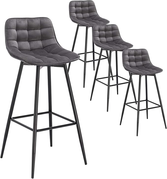 WOLTU Bar Stools Set of 4 PCS Soft Velvet Seat Bar Chairs Breakfast