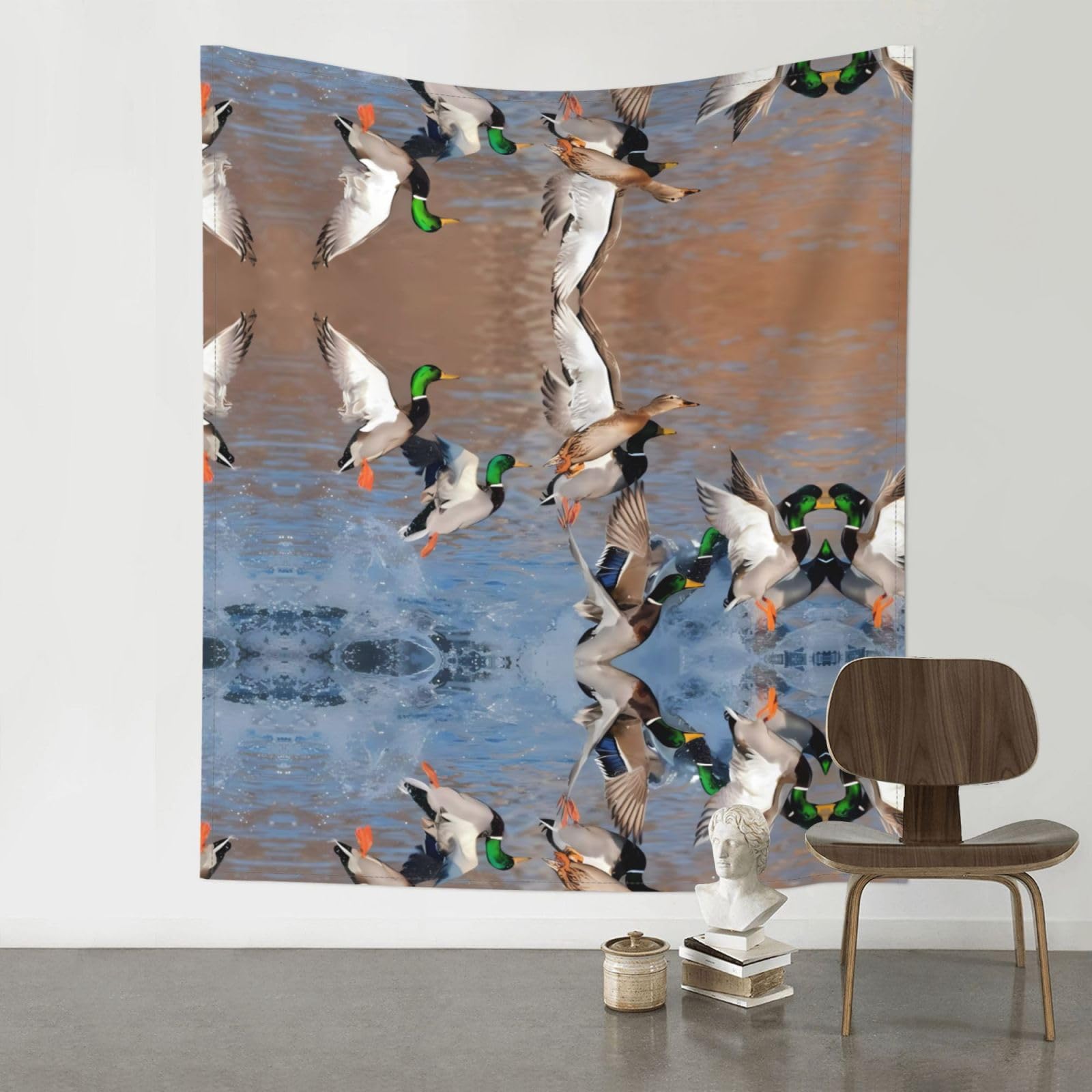 WHJSHOP Mallard Ducks Prints 60x51in Wall Tapestry Boho Throw – Durable Polyester Home Decor Dorm Room Beach Blanket