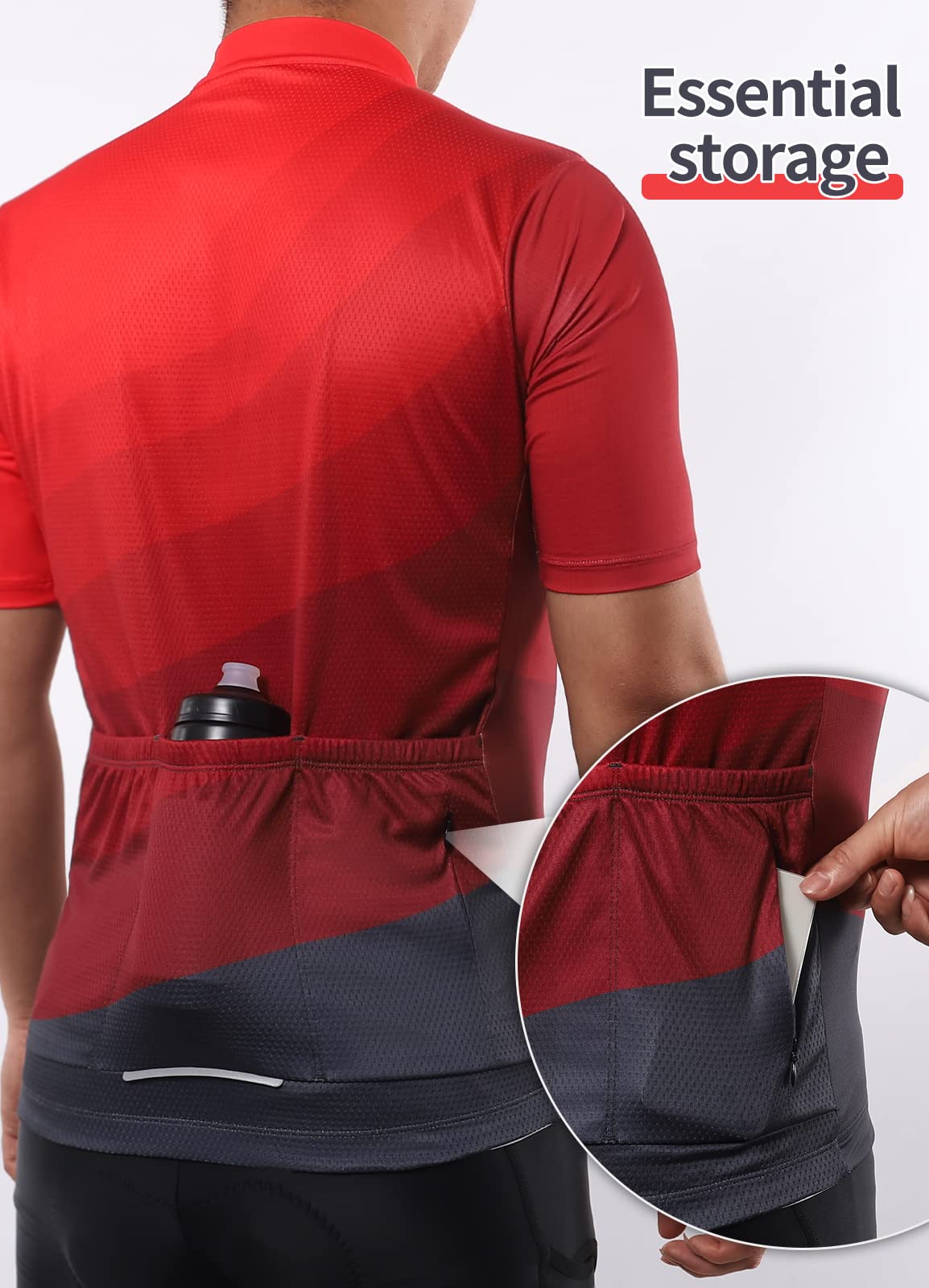 BERGRISAR Maillot de cyclisme pour homme à manches courtes avec poches réfléchissantes
