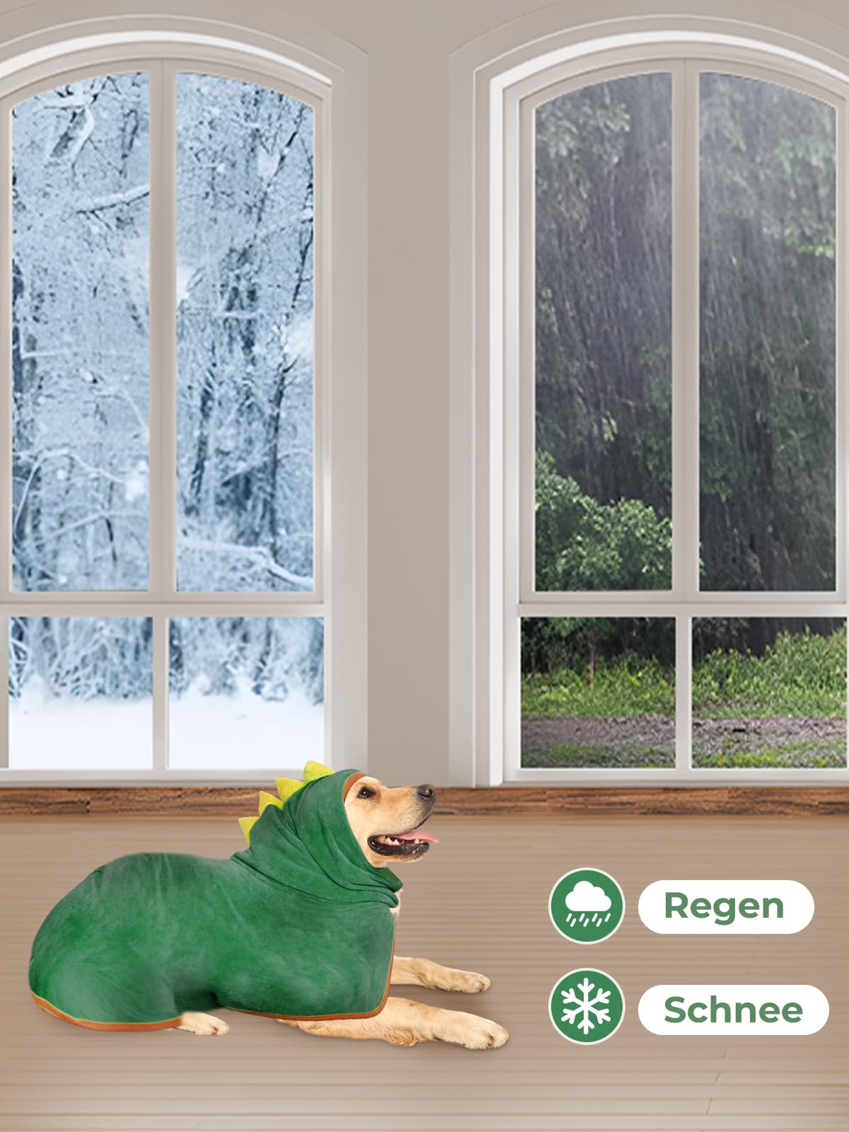 Bademantel für Hunde, Hundebademantel Aus Mikrofaser, Verstellbares Halsband Mit Klettverschluss Schnell Trocknend Badetuch für Große Mittelgroße Kleine Hunde/Katze (Grün, M)