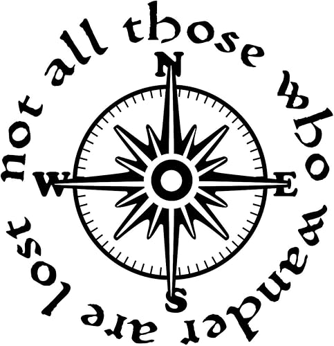 Miniatura 5 de Calcomanía de vinilo con brújula LOTR con texto en inglés Not All Who Wander are Lost  Adhesivos de vinilo para autos, camiones, camionetas,