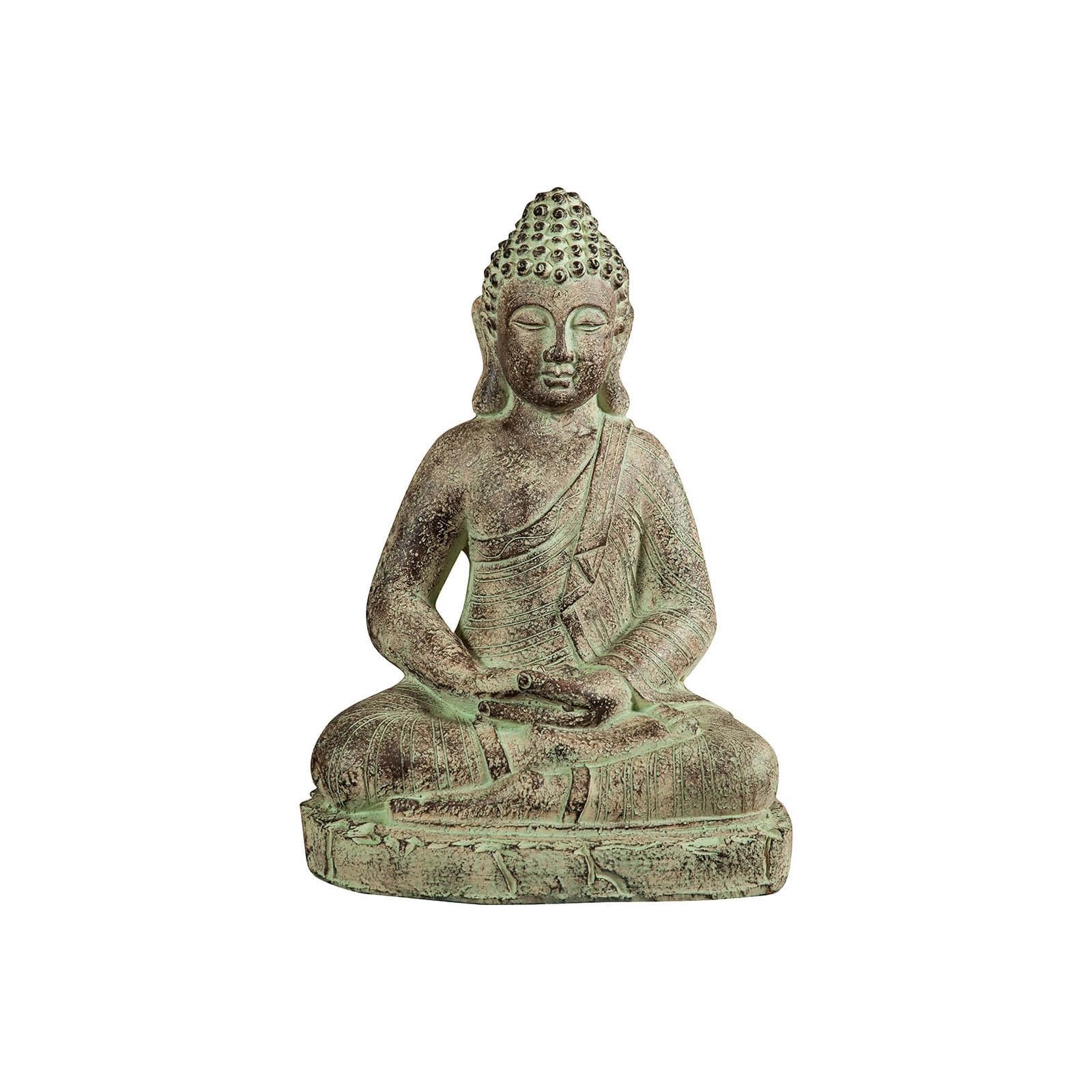 Biscottini Statua buddha 55,5x28,5x38,5 cm - Buddha statua in resina - Buddah da arredo color oro anticato - Statua buddha grande arredo interno ed esterno