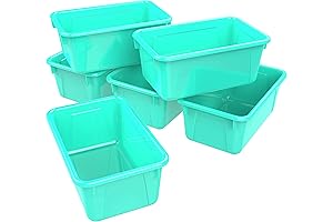Storex Small Teal Book Bins, (Set of 5)