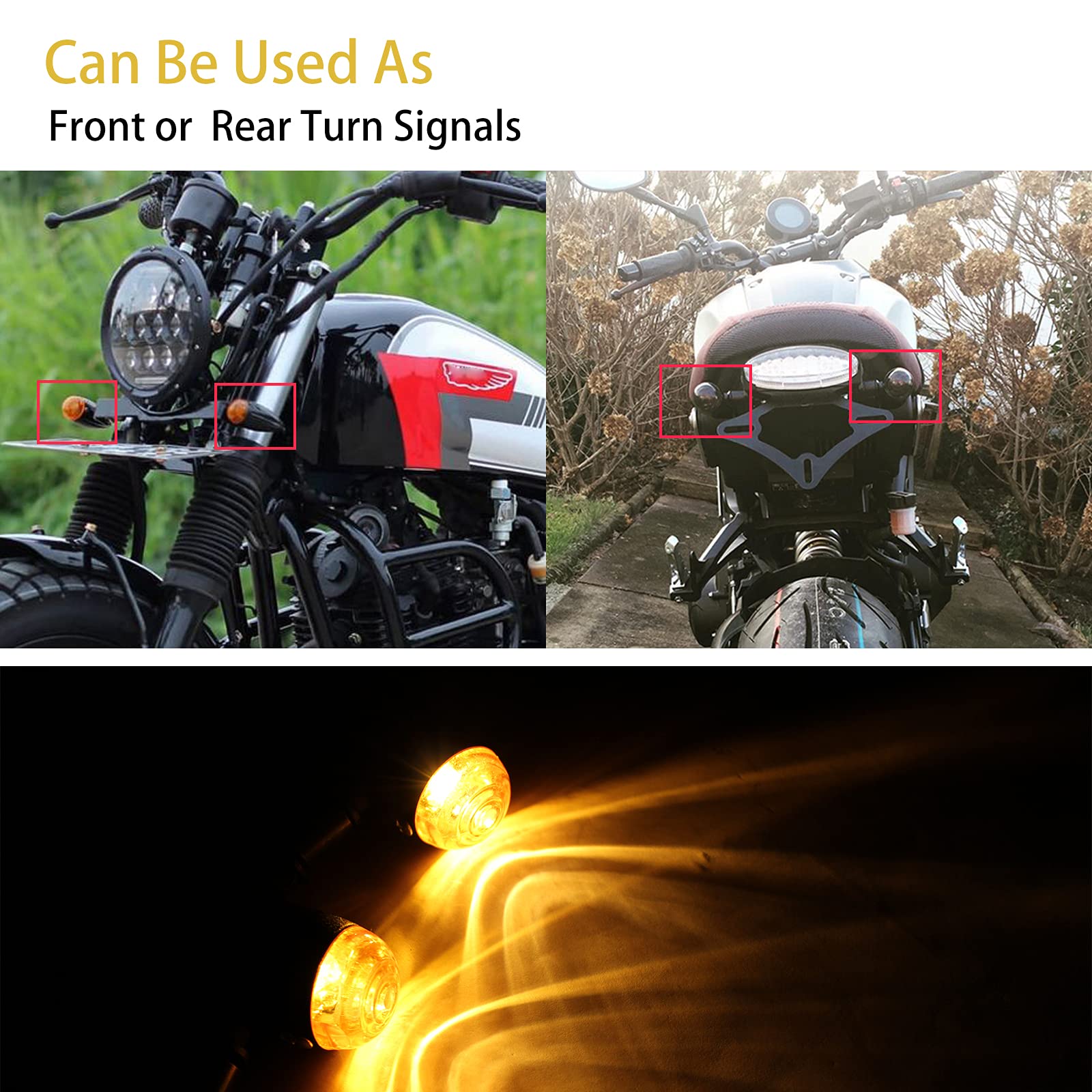 JMTBNO 2pcs Intermitentes Moto Homologados Bala Halógeno Lámpara Indicadores Señal de Giro Ámbar Luces Impermeables Universal 12V para Cruiser Chopper Cafe Racer Scooter Quad Enduro