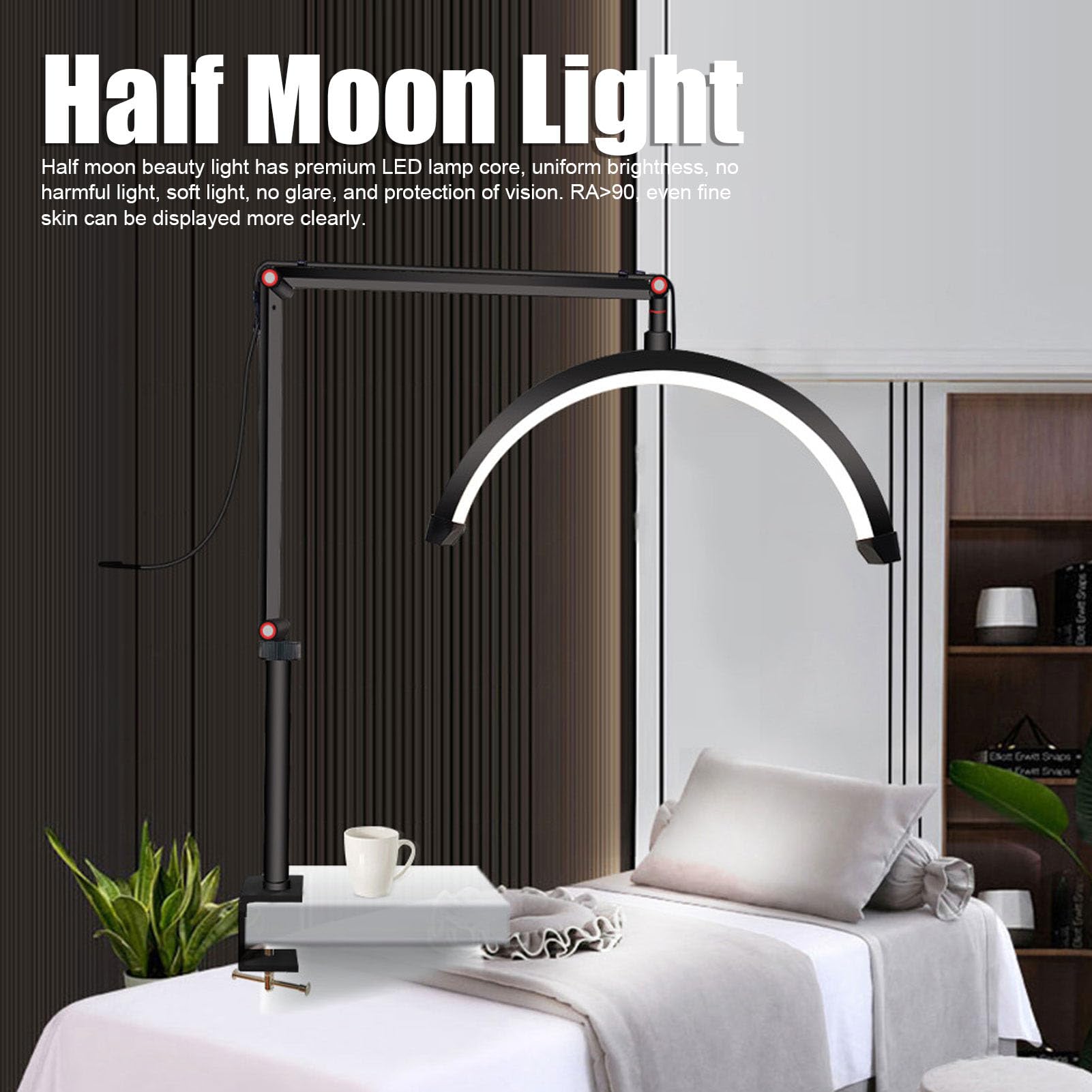 Garosa Luce a Mezzaluna a LED, 20w 10 Marcia Dimmeble Lash Desk Lampada con 360 Gradi TEMPERATURA DI 3 COLORE, STANCO ALLUMINO LEGA REGLI