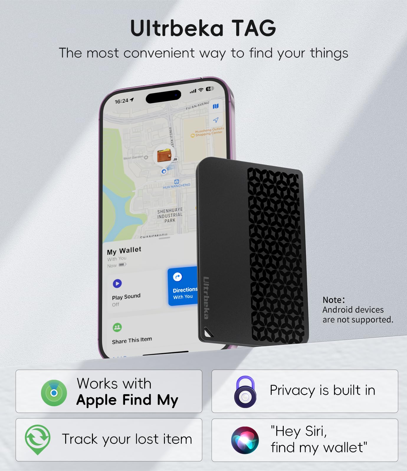 [2025 New] Ultra-Thin Air Tag Card-Style [Apple MFi Certified] Bluetooth Tracker (iOS Only) for Wallet, Item Finder Works with Apple Find My Smart Tag | Air-Tag Alternative for Passport/Luggage/Purse