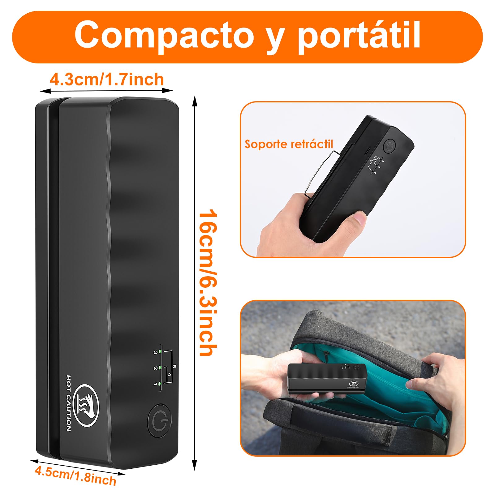 Mini Selladora Bolsas de Plastico, con 5 Velocidades, USB Recargable Mini Sellador de Bolsas, Maquina Termica Selladora, Termoselladora para Bolsas de Virutas, Aperitivos,Frutas,Galletas