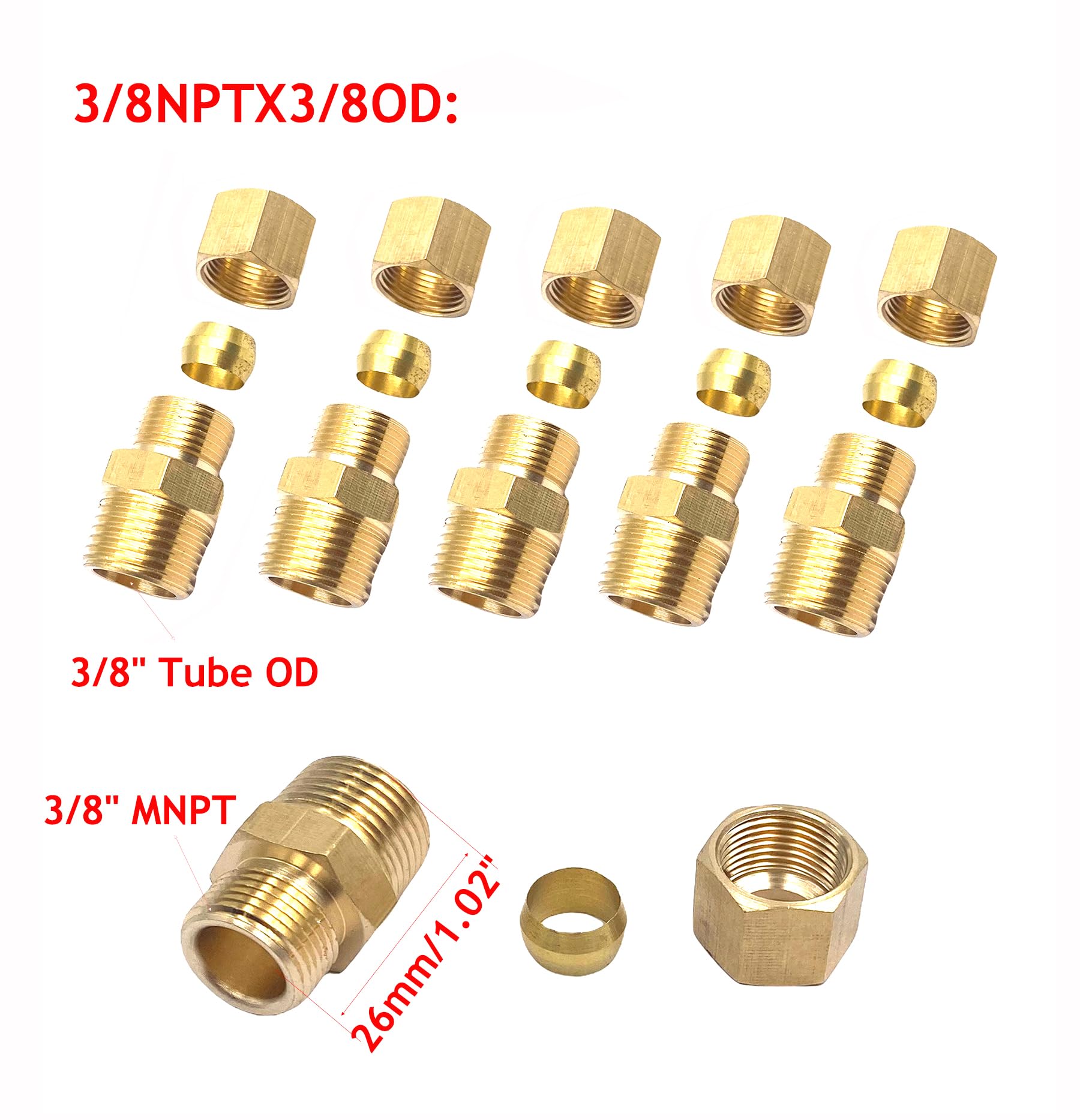 8mm Compression X 3/8" BSP Male Iron Straight Adaptor - Brass - View #11