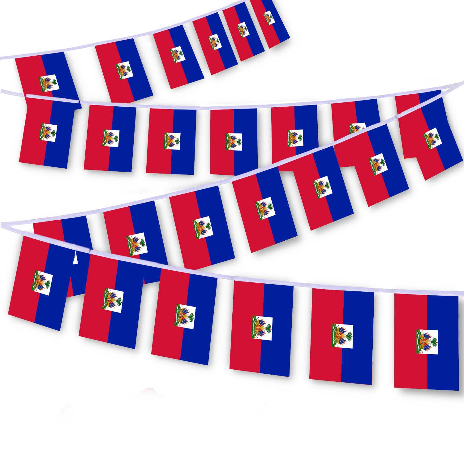 MacLand 30 PCS Haiti National Flag String, 33 FT Haitian Decor Bunting, Indoor/Outdoor Patio Yard Decor — image 1