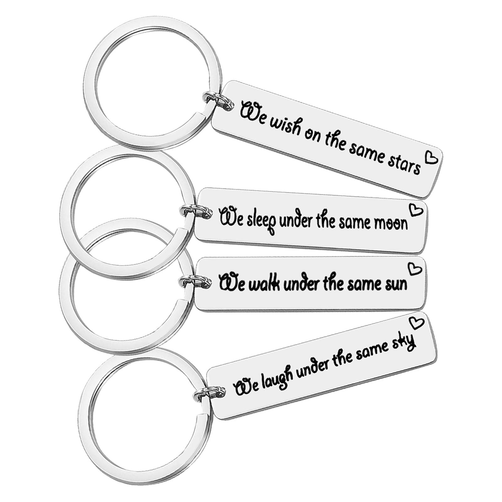 Long Distance Relationship Keychain Set of 4 Friendship Gifts Graduation Birthday Gifts Christmas Keyring for Best Friends Sister Brother Cousins