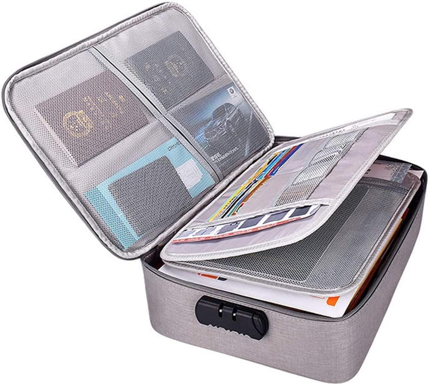 Multipurpose Travel File Organiser Waterproof Document Storage Bag with Lock Important documents Organizer Bag Certificates Passport,Home,Office Multilayer Document Organizer Bag