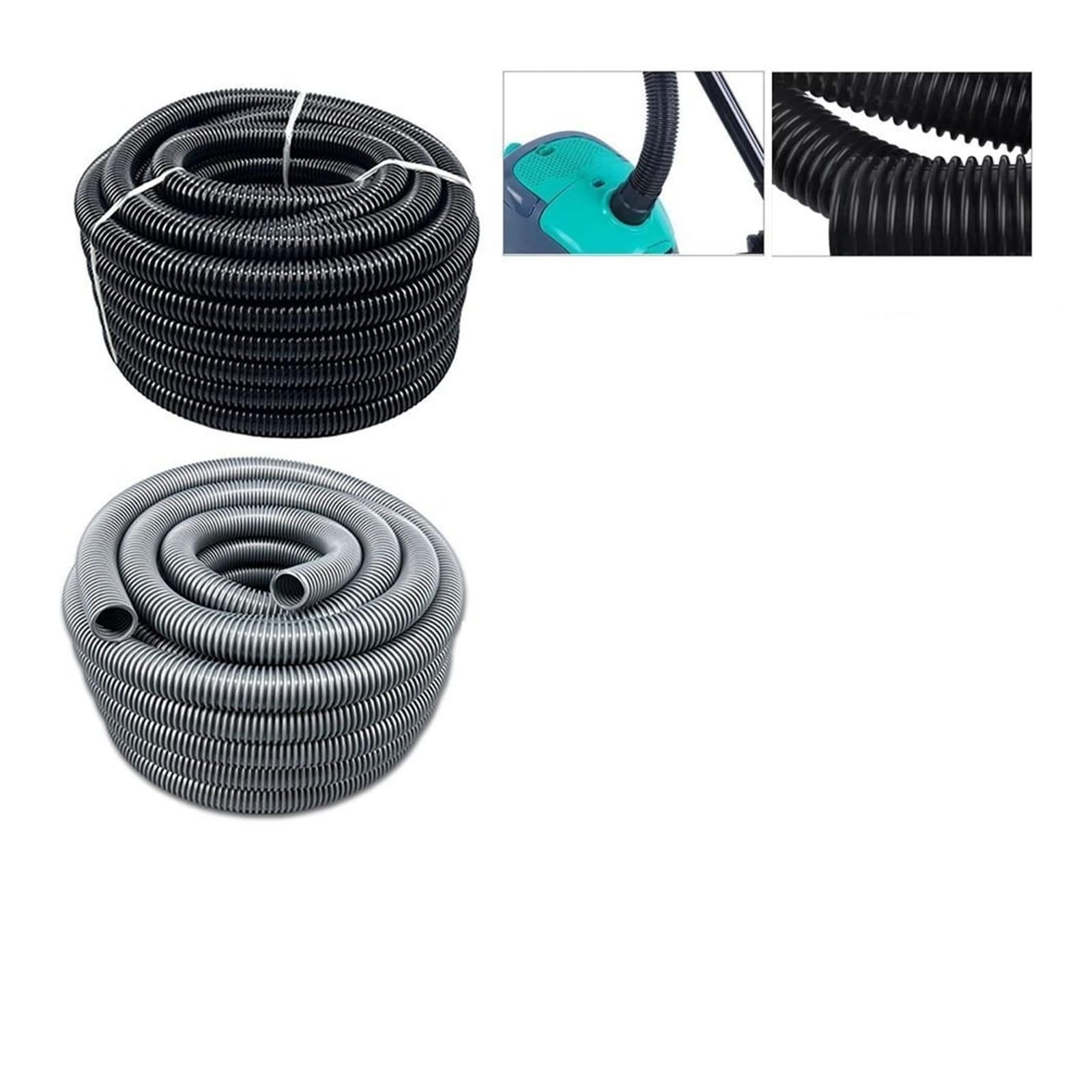 3 m/5 m Staubsaugerschlauch, universeller Innendurchmesser, 32 mm, verlängerter Staubsaugerschlauch mit Gewinde, flexibler EVA-Wellschlauch(Black-5m)