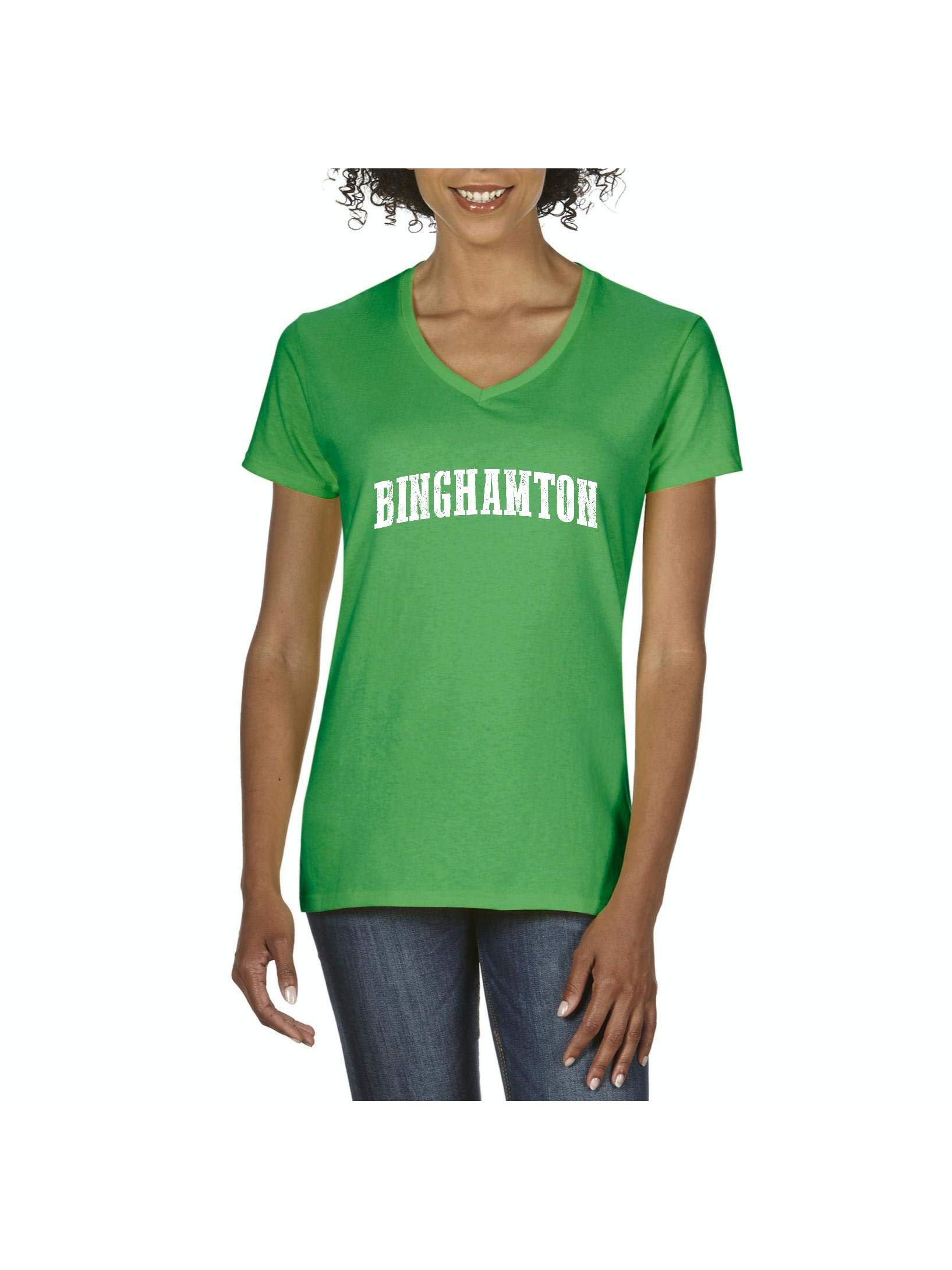 City of Binghamton New York Traveler`s Gift Women's V-Neck T-Shirt Tee